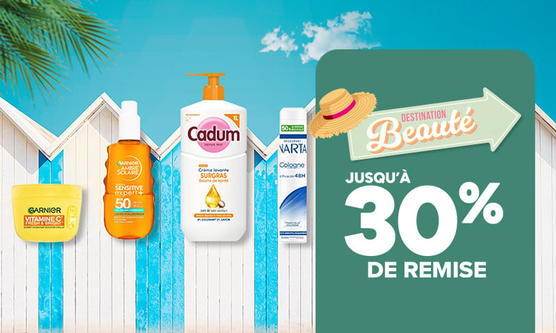Destination Beauté, jusqu'à 30% de remise sur une sélection de produits