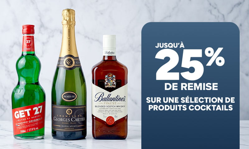 Jusqu'à 25% de remise sur une sélection de produits cocktails