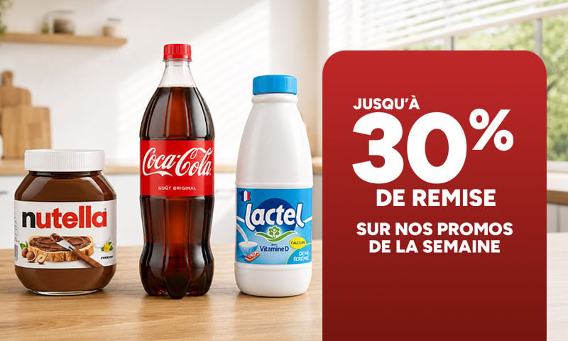 Jusqu'à 30% de remise sur nos promos de la semaine