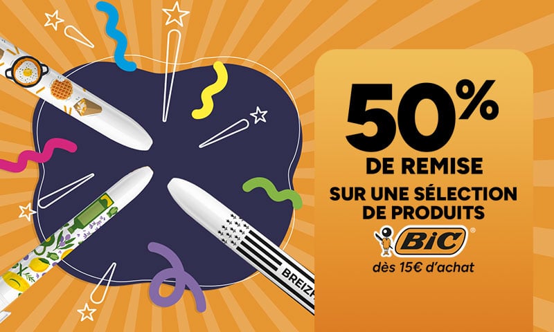 Bic : 50% de remise sur une sélection de produits dès 15€ d'achat