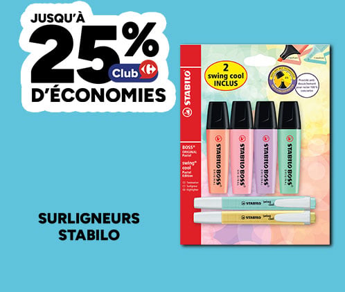 Jusqu'à 25% d'économies sur une sélection de surligneurs Stabilo