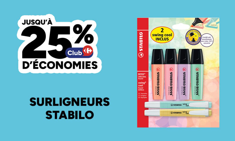 Jusqu'à 25% d'économies sur une sélection de surligneurs 