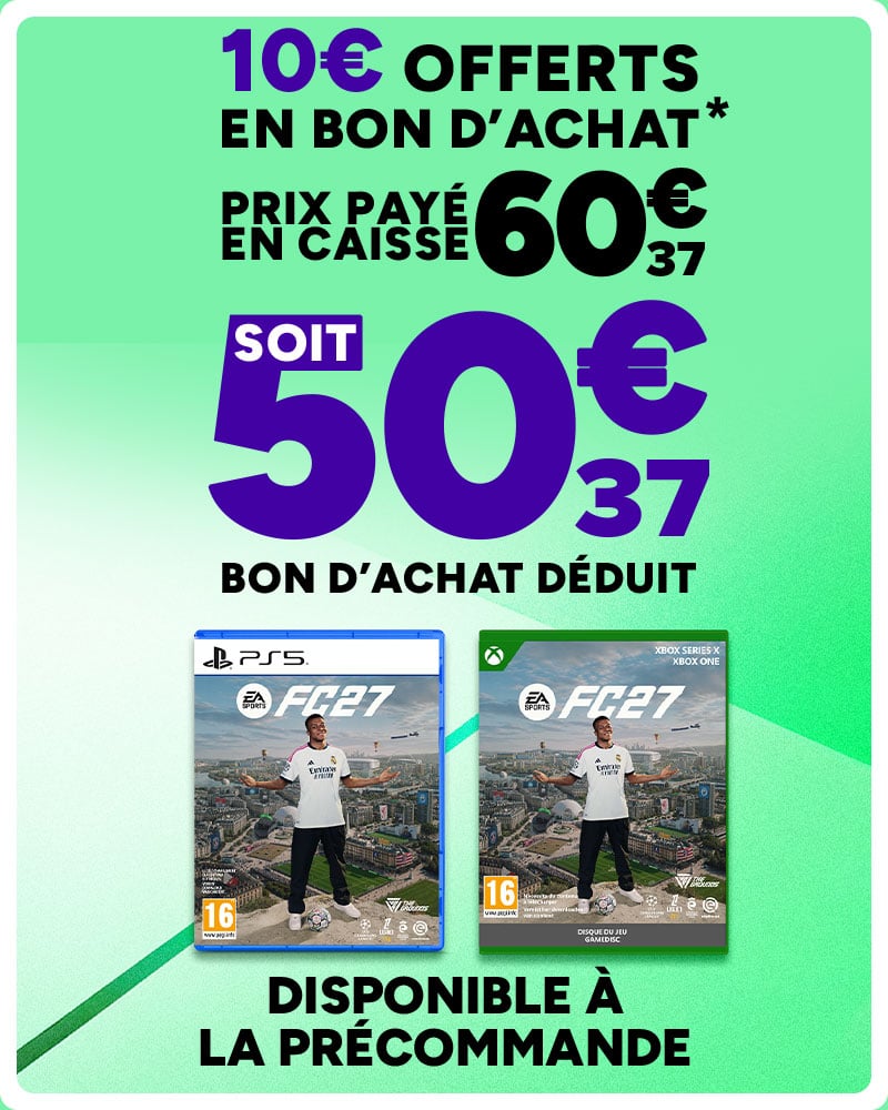 10€ offerts en bon d'achat EA Sports FC 27 PS5 Xbox précommande Carrefour