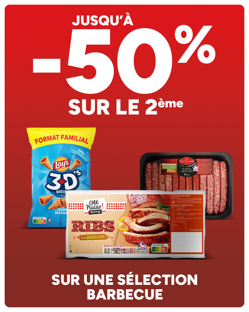 Jusqu'à -50% sur le 2ème sur une sélection barbecue