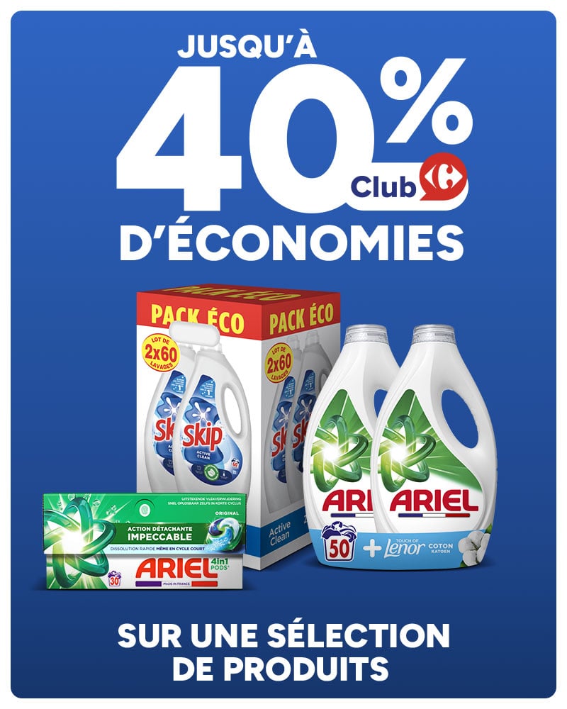 Jusqu'à 40% d'économies Club sur une sélection de produits.