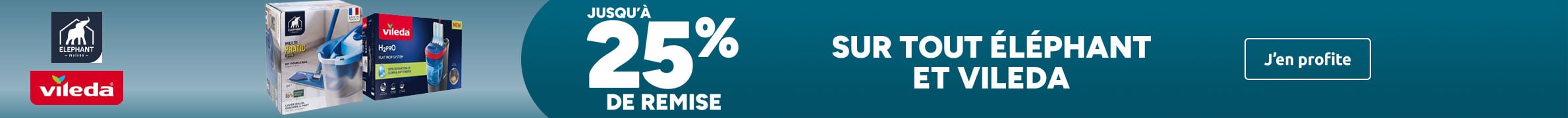 Jusqu'à 25% de remise sur tout Éléphant et Vileda