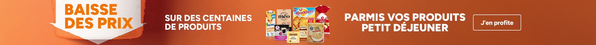 Baisse des prix sur des centaines de produits petit déjeuner.
