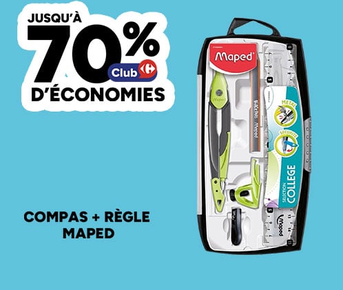 Jusqu'à 70% d'économies Club Carrefour sur compas et règle Maped