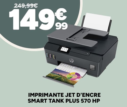 Imprimante jet d'encre HP Smart Tank à 149,99€ au lieu de 249,99€