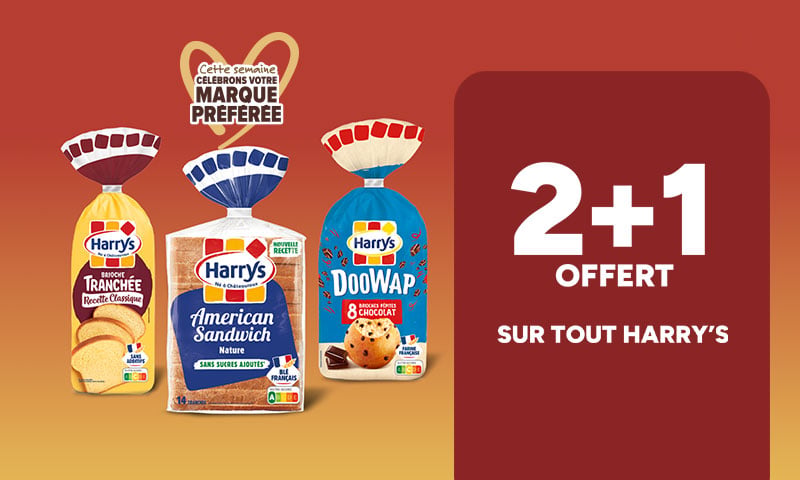 2+1 offert sur tout Harry's : brioche tranchée, pain de mie et DooWap