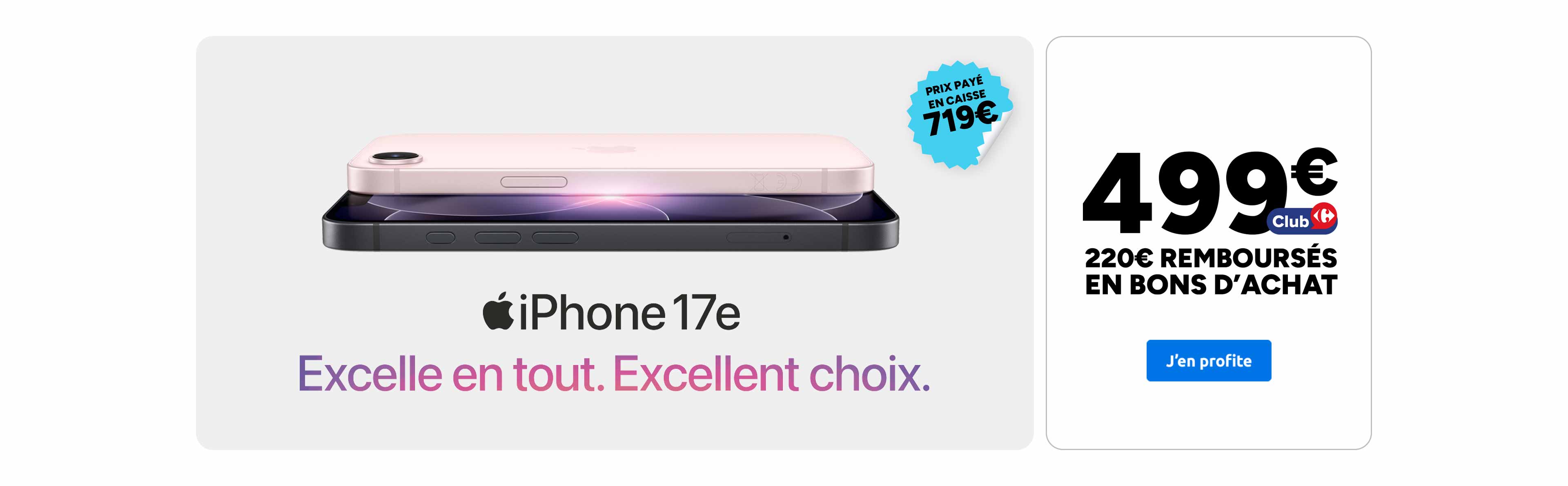 iPhone 17e à 499€ après 220€ remboursés en bons d'achat