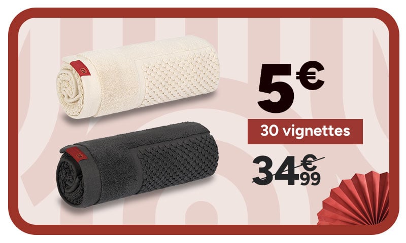 Offre tapis de bain : 5€ + 30 vignettes au lieu de 34,99€.