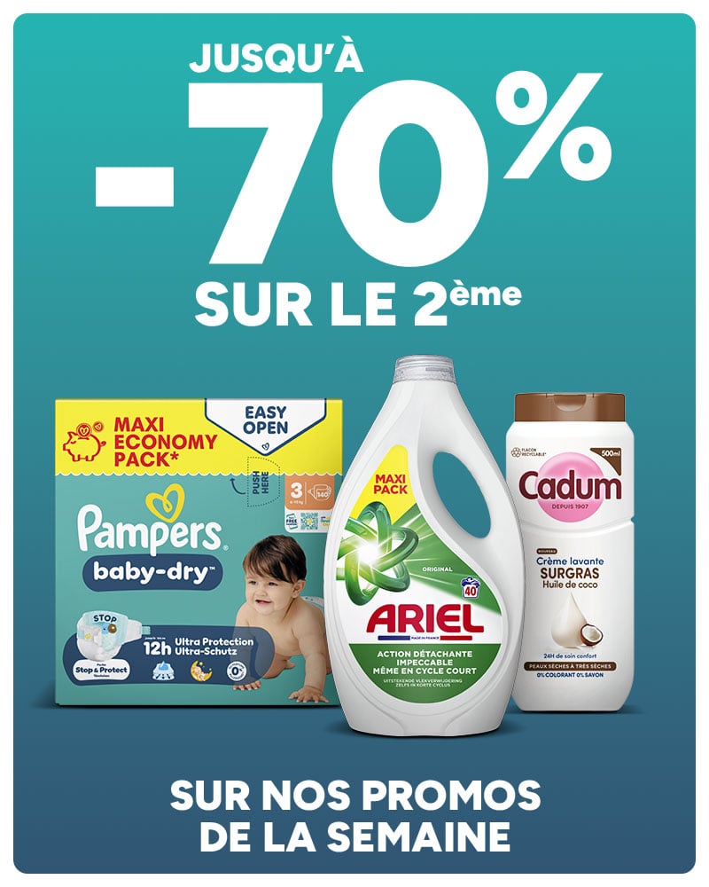 Jusqu'à -70% sur le 2ème sur nos promos de la semaine