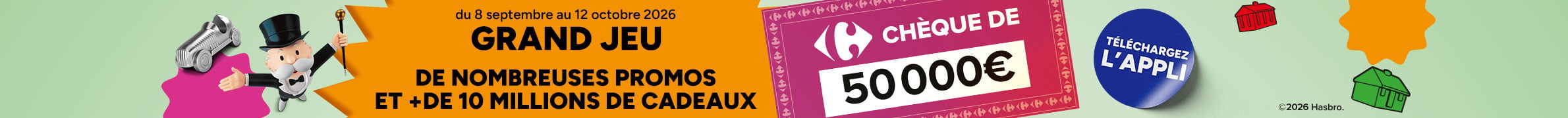 Grand Jeu Monopoly Carrefour du 8 sept au 12 oct 2026 : +10M de cadeaux à gagner