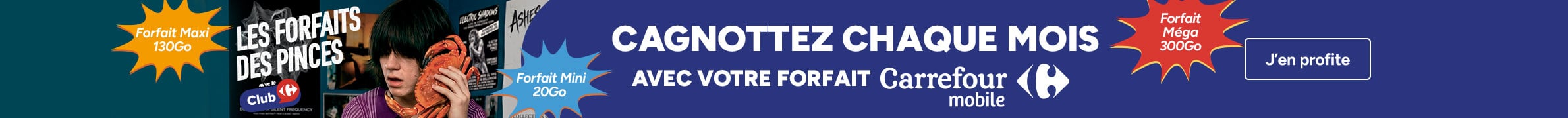 Les forfaits des pinces avec le Club Carrefour Mobile : cagnottez chaque mois