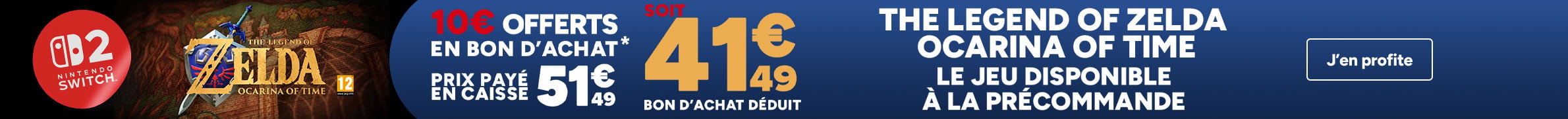 Précommande Zelda Ocarina of Time Switch 2 : 10€ offerts en bon d'achat