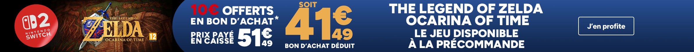 Précommande Zelda Ocarina of Time Switch 2 : 10€ offerts en bon d'achat