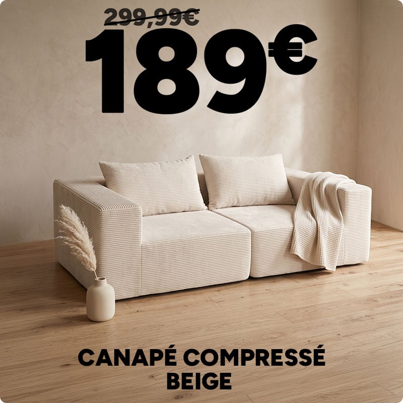 Canapé compressé beige à 189€ au lieu de 299,99€