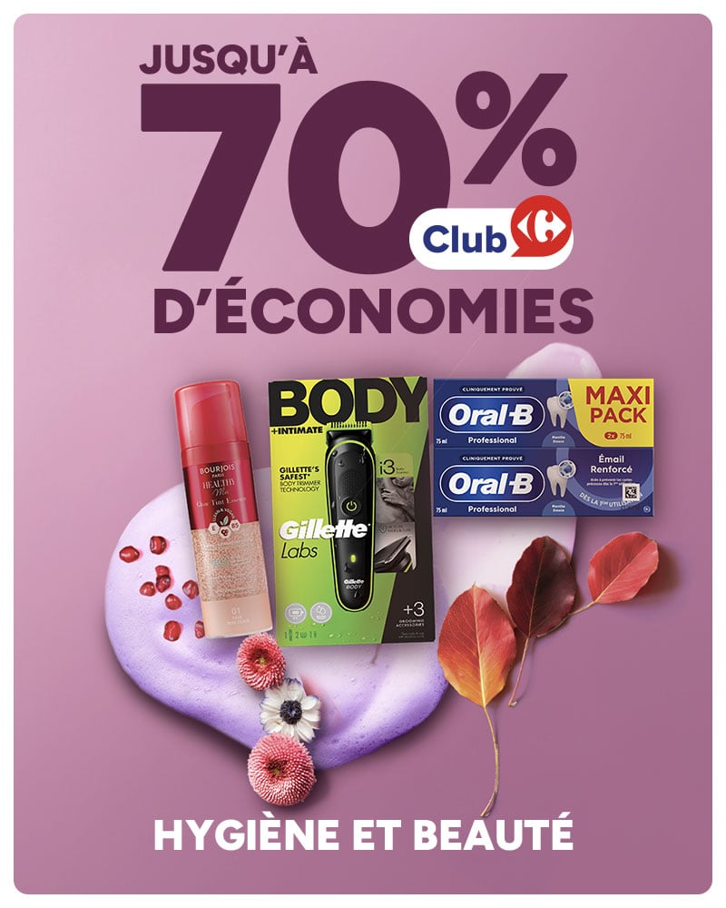 Jusqu'à 70% d'économies sur une sélection hygiène et Beauté