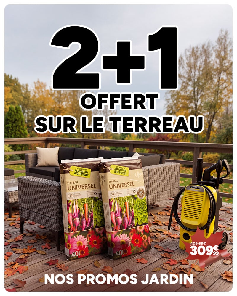 Nettoyeur Kärcher à 309,99€ au lieu de 409,99€ et 2+1 offert sur le terreau
