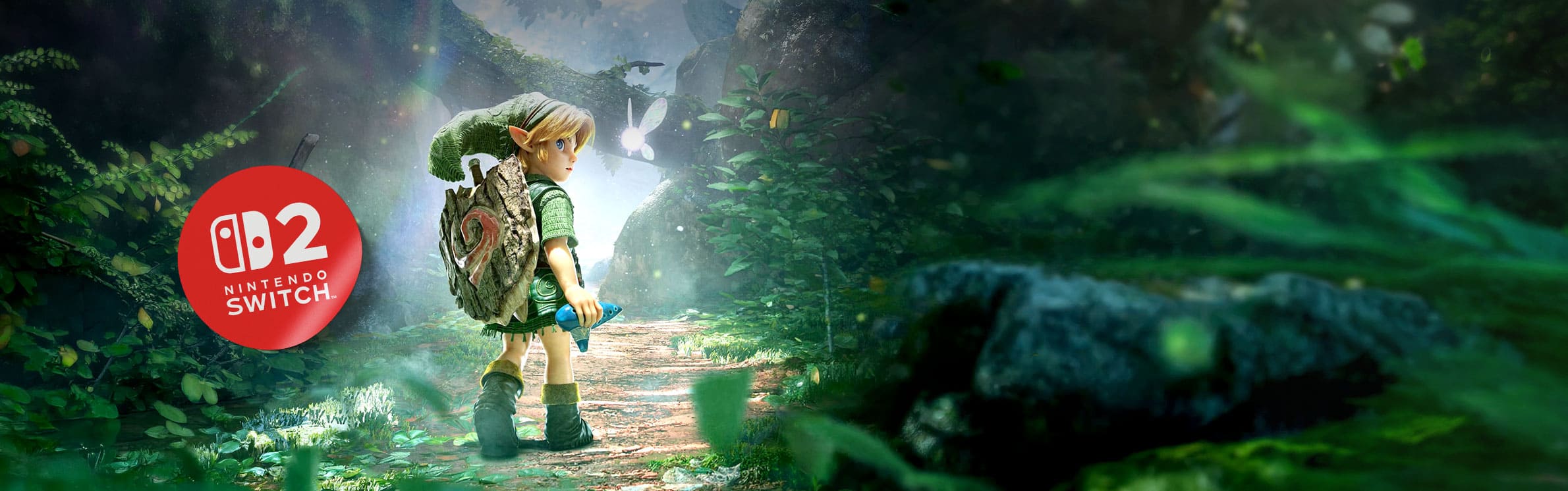 Link dans une forêt, Zelda en réservation sur Nintendo Switch 2