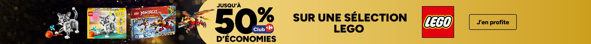 Jusqu'à 50% d'économies Club Carrefour sur une sélection LEGO.