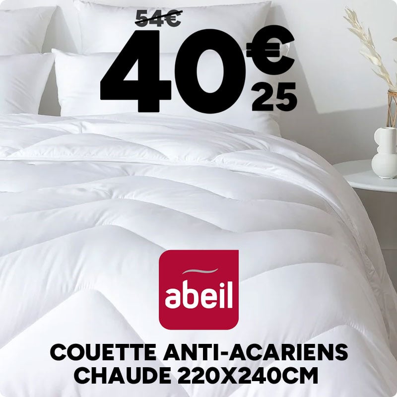Couette anti-acariens chaude 220x240cm Abeil à 40,25€ au lieu de 54€