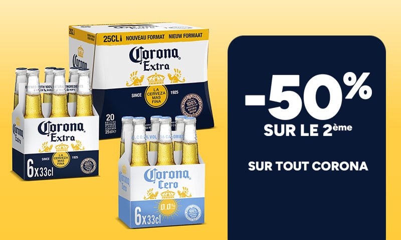 -50% sur le 2ème sur tout Corona.