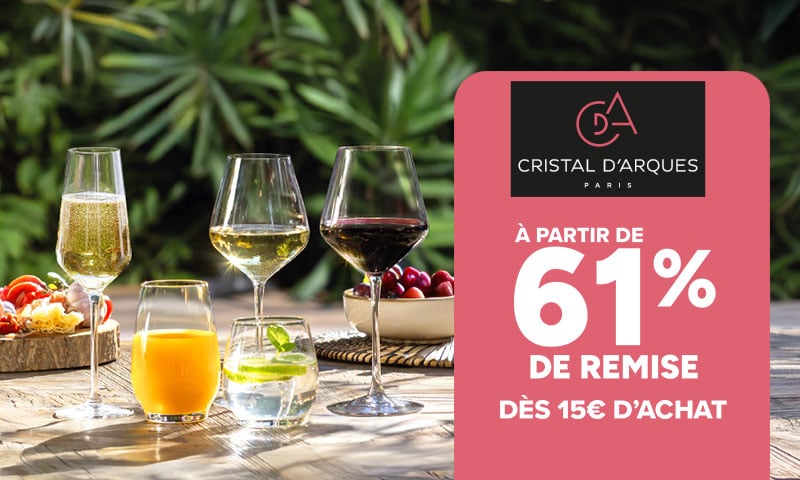 Cristal d'Arques Paris : à partir de 61% de remise dès 15 € d'achat.