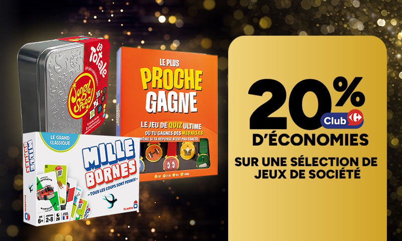 20% d'économies Club Carrefour sur une sélection de jeux de société