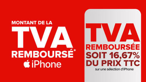 Montant de la TVA remboursée soit 16,67% du prix TTC sur une sélection d'iPhone.