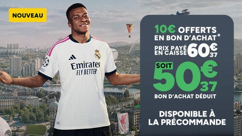 Nouveau jeu EA Sports FC 25 avec Kylian Mbappé. 10€ offerts en bon d'achat pour la précommande. Prix payé en caisse : 60,37€ soit 50,37€ bon d'achat déduit.