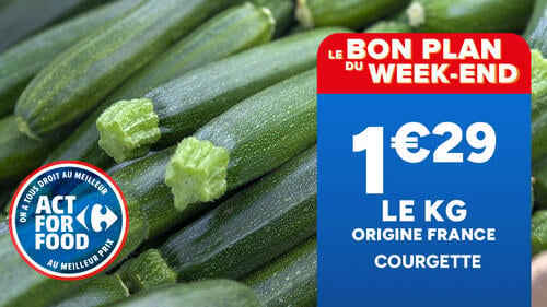 Le bon plan du week-end : courgettes origine France à 1€29 le kg.
