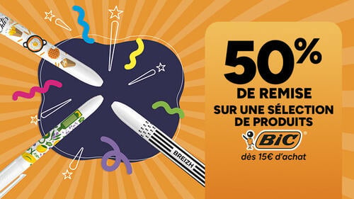 Bic : 50% de remise sur une sélection de produits dès 15€ d'achat