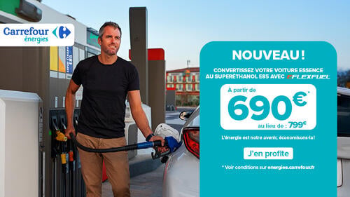 Nouveau ! Convertissez votre voiture essence au Superéthanol E85 avec FlexFuel. À partir de 690€ au lieu de 799€. L’énergie est notre avenir, économisons-la !