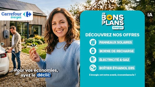 Carrefour Énergies : Découvrez nos offres panneaux solaires, borne de recharge, électricité & gaz, boîtier éthanol E85. Ayez le déclic économies.