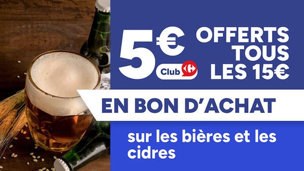 Client club : 5€ offerts tous les 15€ en bon d'achat sur les bières et les cidres