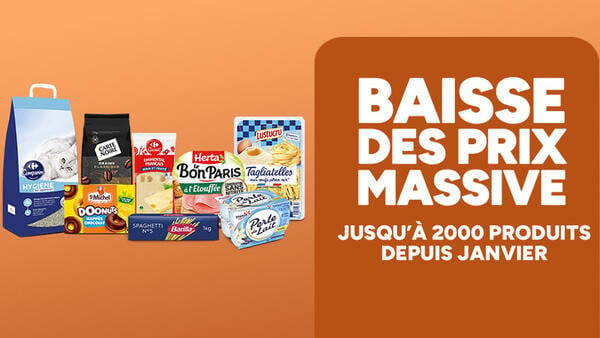 Baisse des prix massive jusqu'à 2000 produits depuis janvier : sélection Carte Noire, Herta Le Bon Paris, Barilla, Lustucru, Yoplait, St Michel, Carrefour et Companino.