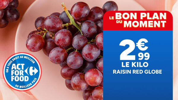 Le bon plan du moment : Raisin Red Globe à 2,99€ le kilo